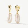 Baroque Pearl Huggie Hoop Earrings