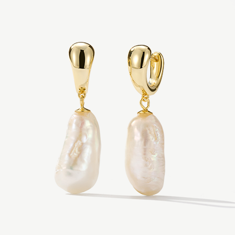 Baroque Pearl Huggie Hoop Earrings